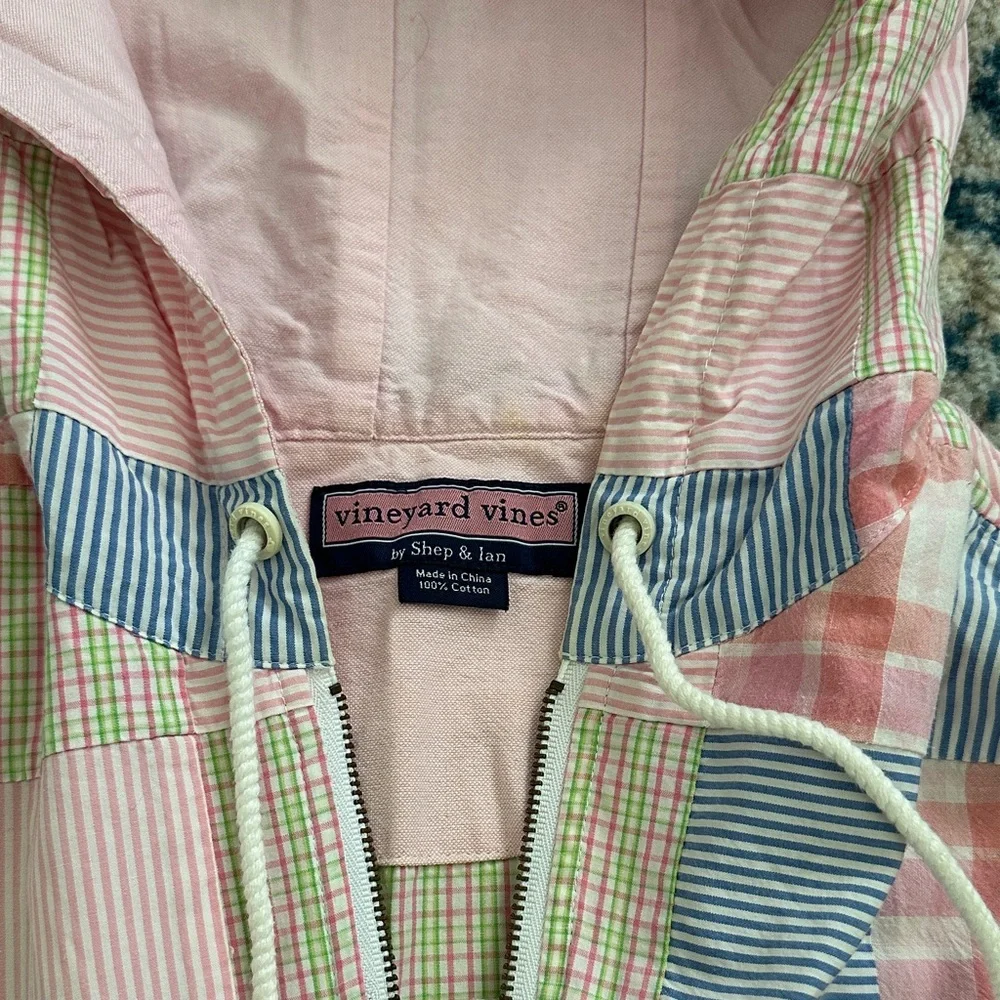 Vineyard Vines Pink and Blue patchwork Hoodie small - Picture 2 of 5